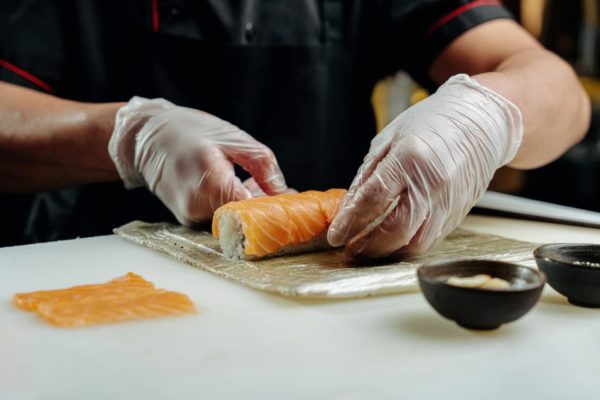 sushi being made
